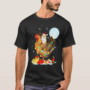 Santa Hamster Reitet auf Weihnachts-Rentier-Huhn L T-Shirt