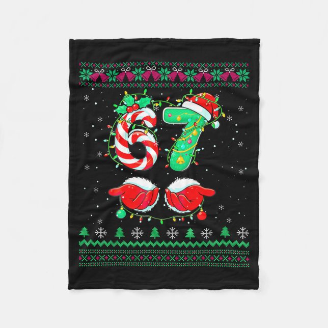 Santa Hands 67 Christmas Ugly Sweater Six Seven Me Fleecedecke (Vorderseite)