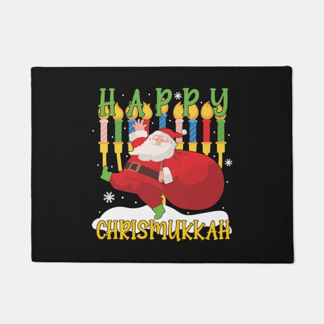Santa Happy Chrismukkah Funny Hanukkah Weihnachten Fußmatte (Vorderseite)