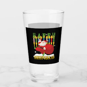 Santa Happy Chrismukkah Funny Hanukkah Weihnachten Glas