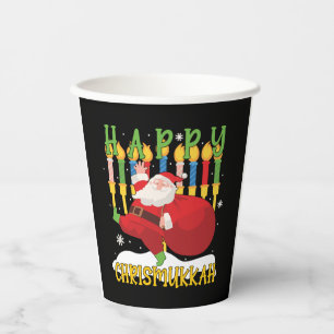 Santa Happy Chrismukkah Funny Hanukkah Weihnachten Pappbecher