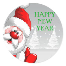 Santa HAPPY NEW YEAR Round Sticker