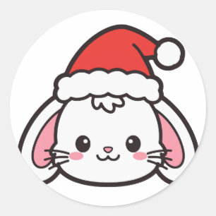 Santa-Hasen-Weihnachten Runder Aufkleber