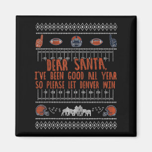 Santa hässlicher Weihnachtspullover Denver Footbal Magnet