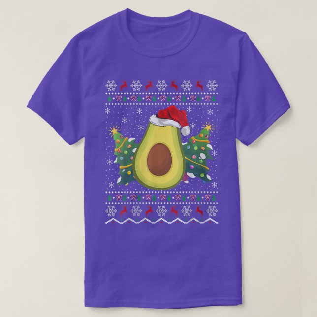 Santa Hat Avocado Ugly Christmas Sweater Fruit Lov T-Shirt (Design vorne)