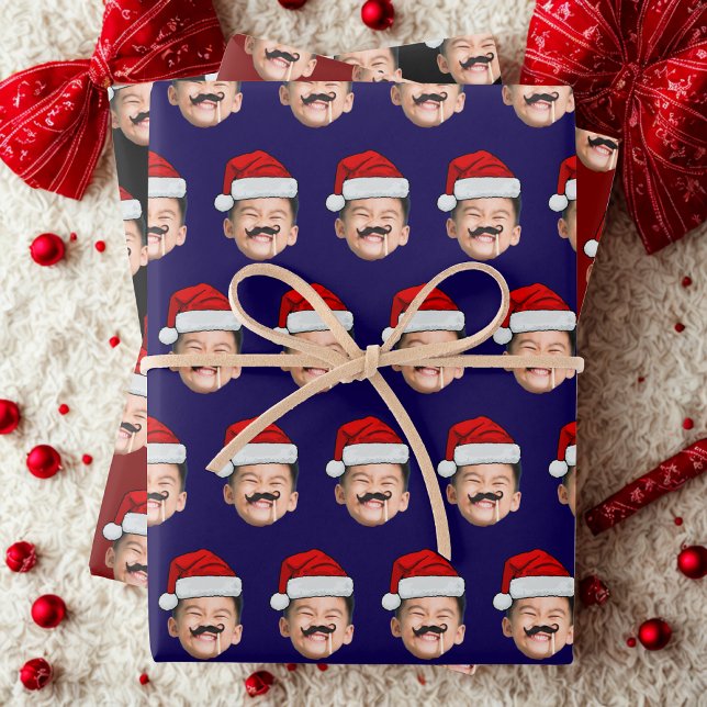 Santa Hat Baby Christmas Gift Wrap, Baby Face Geschenkpapier Set (Von Creator hochgeladen)