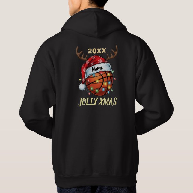  Santa Hat Basketball Reindeer Christmas Fun Sport Hoodie (Rückseite)