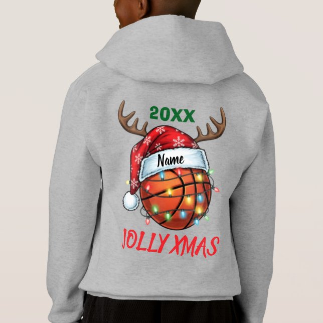  Santa Hat Basketball Reindeer Christmas Fun Sport Hoodie (Rückseite)