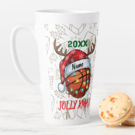  Santa Hat Basketball Reindeer Christmas Fun Sport Milchtasse