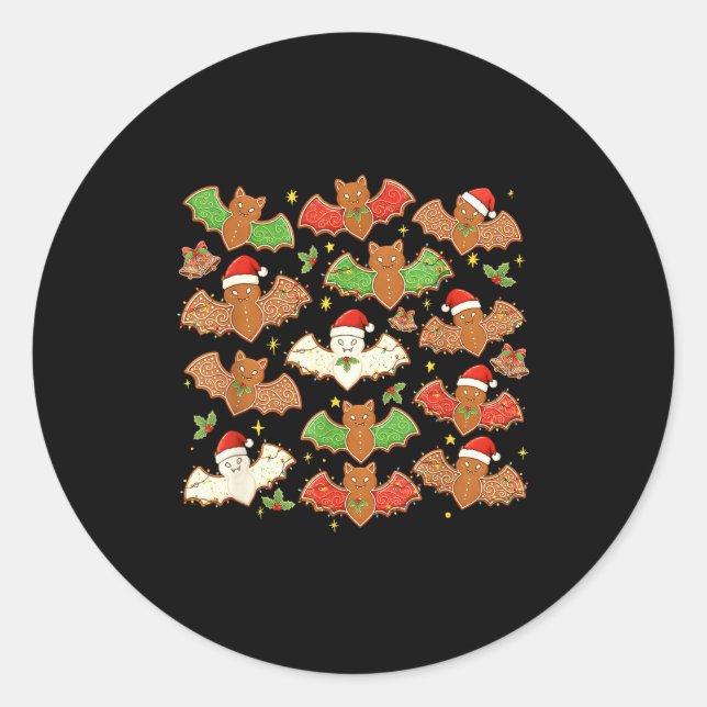Santa Hat Bat Soky Christmas Gingerbread Bats Xmas Runder Aufkleber (Vorderseite)