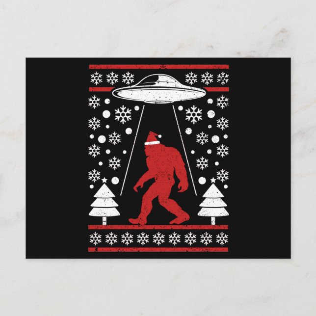 Santa Hat Bigfoot Postkarte (Vorderseite)