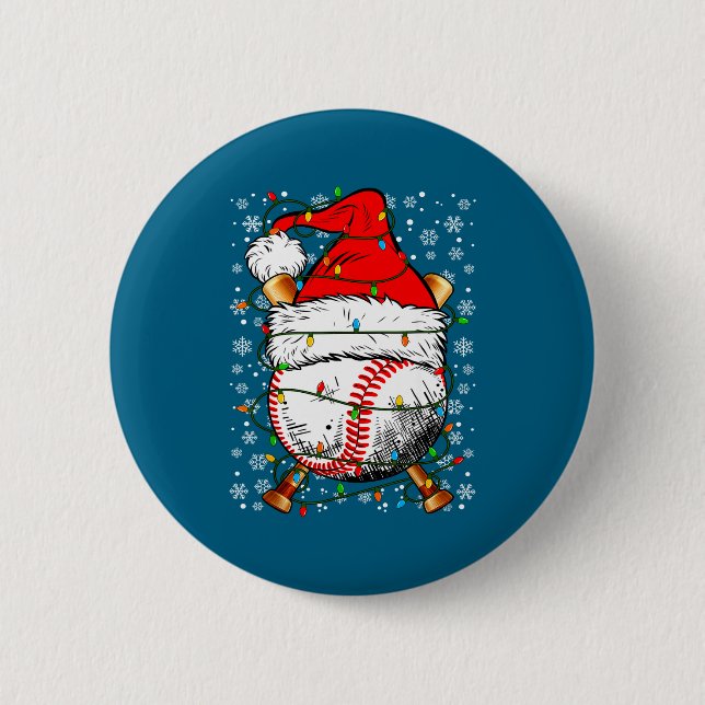 Santa Hat Christmas Baseball Player Srts For Men B Button (Vorderseite)