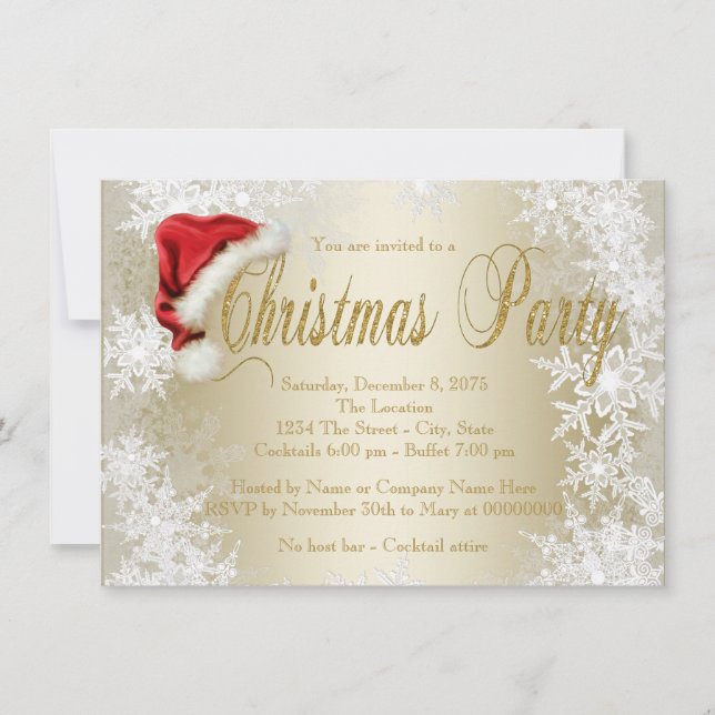 Santa Hat Corporate Christmas Party Invitations (Devant)