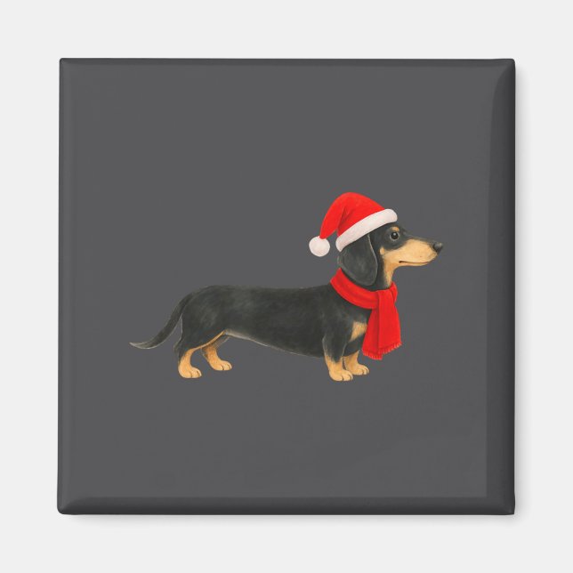 Santa Hat Dachshund Christmas Funny Cute Dog Mom  Magnet (Vorne)