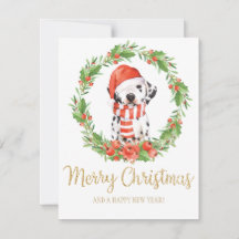 Santa Hat Dalmatian Dog Christmas Greetings