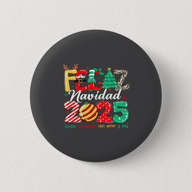 Santa Hat Family Christmas Matching Funny Feliz Na Button (Vorderseite)
