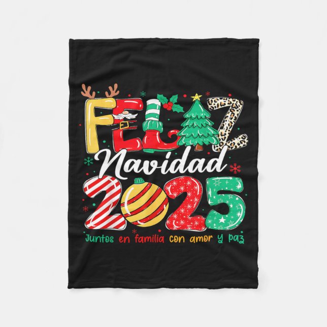 Santa Hat Family Christmas Matching Funny Feliz Na Fleecedecke (Vorderseite)