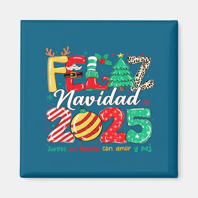 Santa Hat Family Christmas Matching Funny Feliz Na Magnet (Vorne)