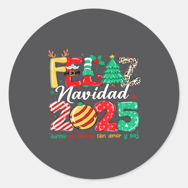 Santa Hat Family Christmas Matching Funny Feliz Na Runder Aufkleber (Vorderseite)