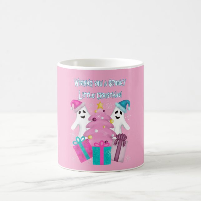 Santa Hat Ghosts with Christmas Tree & Presents Kaffeetasse (Mittel)