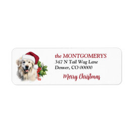 Santa Hat Great Pyrenees Christmas Return Address