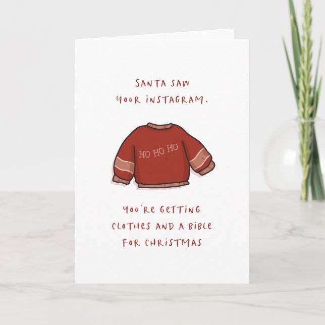 Santa hat Ihre Instraktion gesehen - Weihnachtskar Karte (Vorderseite)