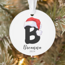 Santa Hat Lettre simple personnalisable B Noël