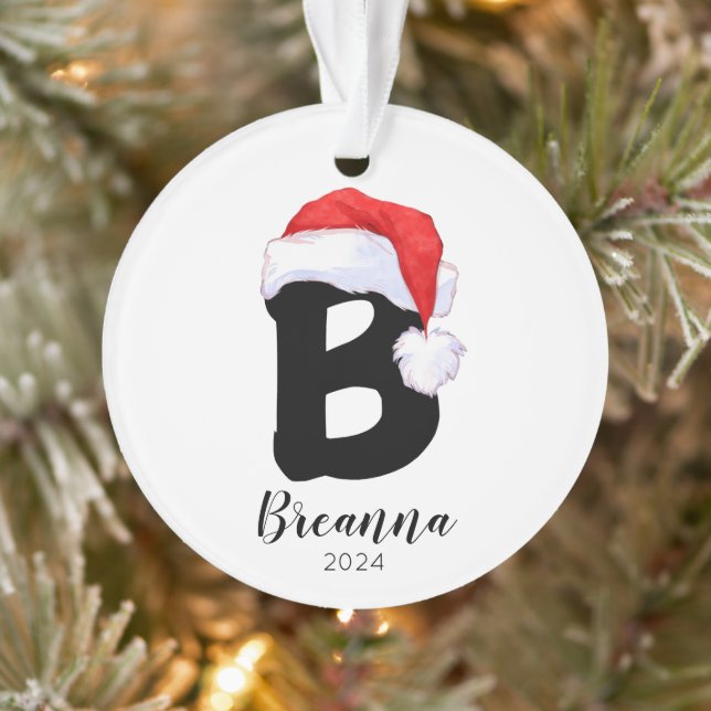 Santa Hat Lettre simple personnalisable B Noël (Arbre)