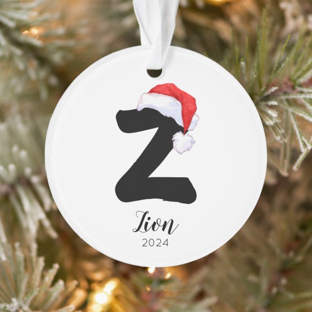 Santa Hat Lettre simple personnalisable Z Noël (Arbre)