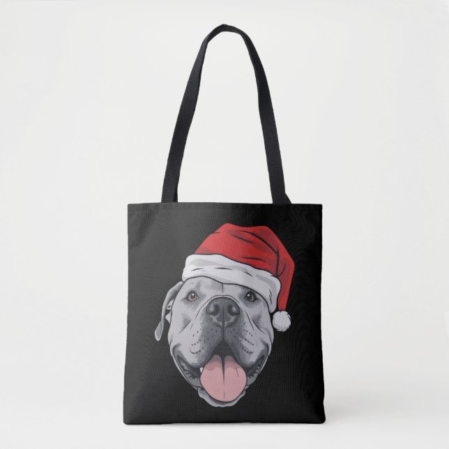 Santa Hat Pitbull Pit Christmas Xmas Pet Dog Lover Tasche (Vorderseite)