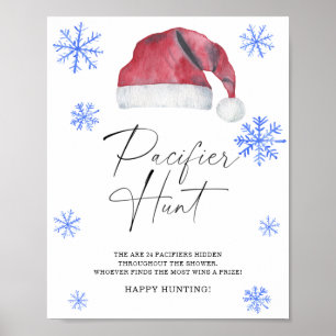 Santa hat - Schnuller Jagd Baby Shower Spiel Poster