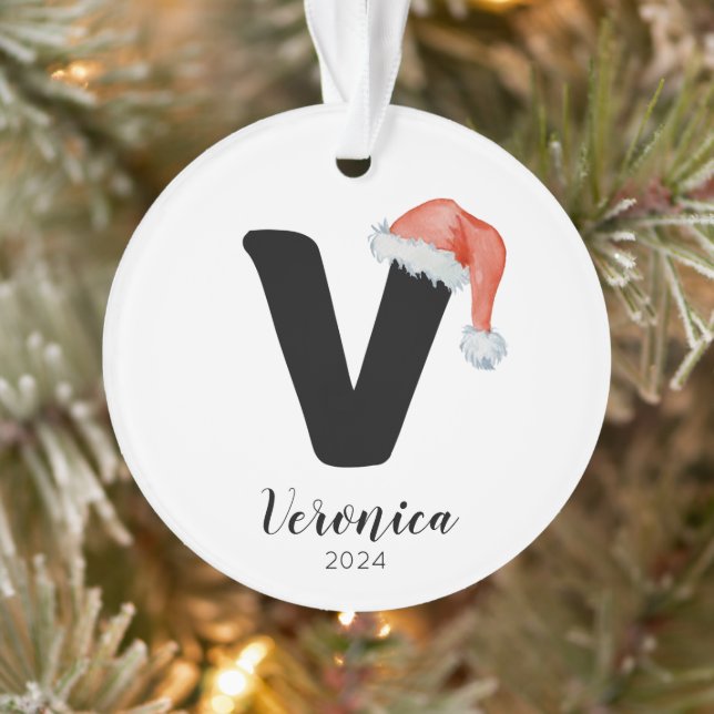 Santa Hat Simple Personnalisable Lettre V Noël (Arbre)