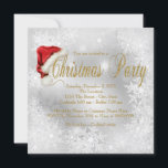 Santa Hat Snowflake Christmas Einladung<br><div class="desc">Fun red Santa White and Gold Snowflake Christmas Party Einladung with cute red Santa Hat on pretty snowflake background. This elegant snowflake Christmas party einladung is easily customized for your event by simply adding your details in the font and color of your choice. This is a printed design with no...</div>