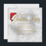 Santa Hat Snowflake Christmas Einladung<br><div class="desc">Fun red Santa White and Gold Snowflake Christmas Party Einladung with cute red Santa Hat on pretty snowflake background. This elegant snowflake Christmas party einladung is easily customized for your event by simply adding your details in the font and color of your choice. This is a printed design with no...</div>