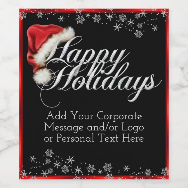 Santa Hat Snowflake Vins de vacances Étiquettes (Étiquettes simples)