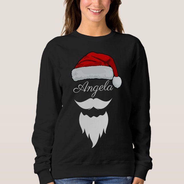  Santa Hat Split Monogram Shirt, Personalized Name Sweatshirt (Vorderseite)