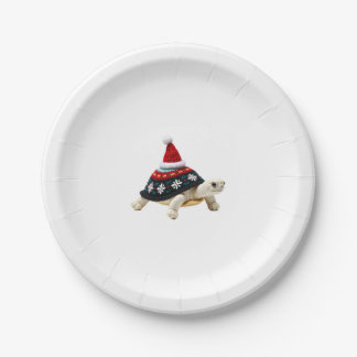 Santa Hat Tortoise - Vintage Sea Turtle Xmas Ugly  Pappteller