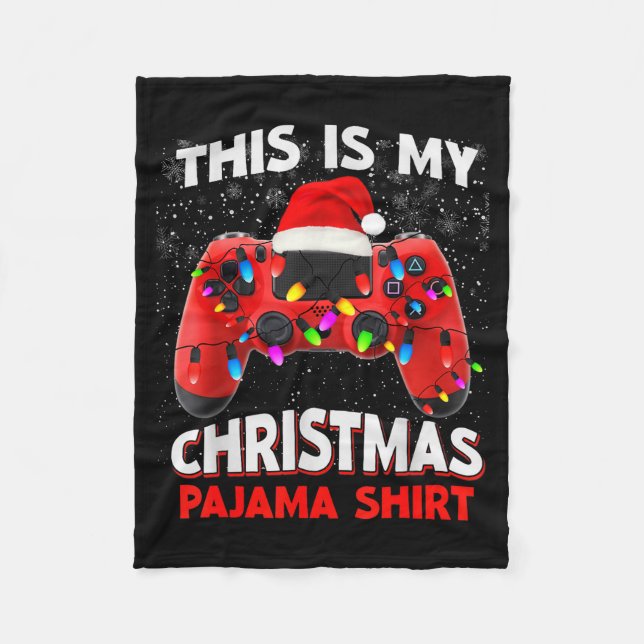Santa Hat Video Gamer Shirt, This Is My Christmas  Fleecedecke (Vorderseite)