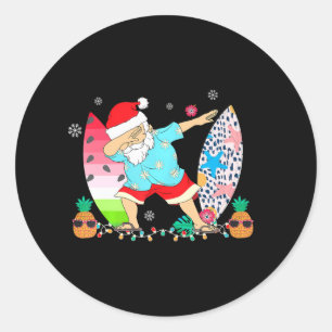 Santa Hawaiian Surfing Weihnachten in Weihnachten Runder Aufkleber