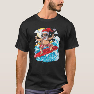 Santa Hawaiian Surfing Weihnachtssurf Hawai T-Shirt