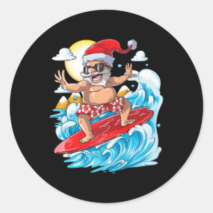 Santa Hawaiianisches Surfen T Shirt Weihnachten So Runder Aufkleber