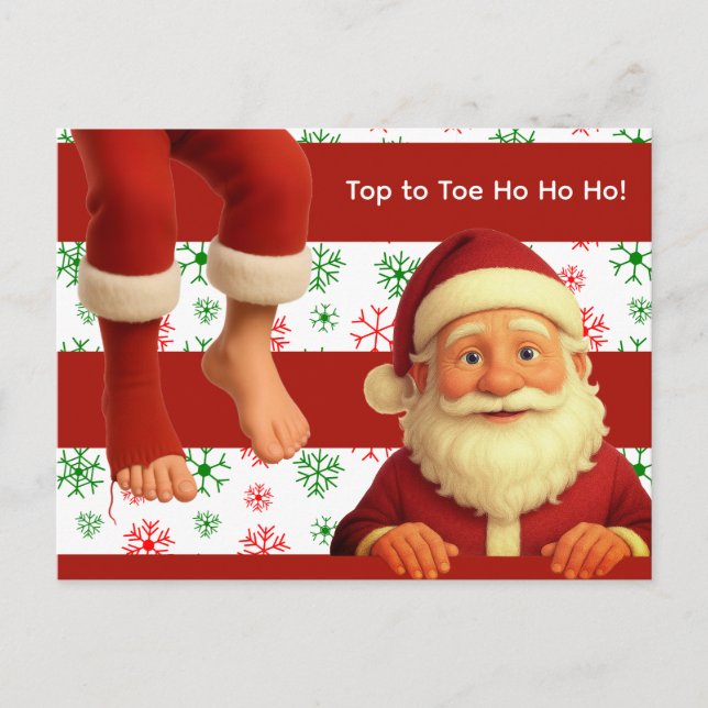 Santa Head & Legs North Pole Fun Christmas DesigN Postkarte (Vorderseite)