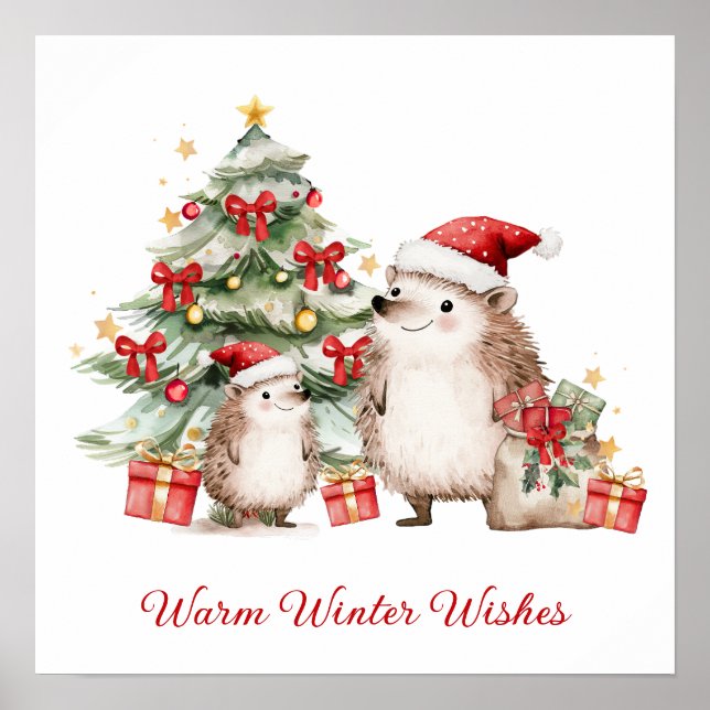 Santa Hedgehog Christmas Wishes  Poster (Vorne)
