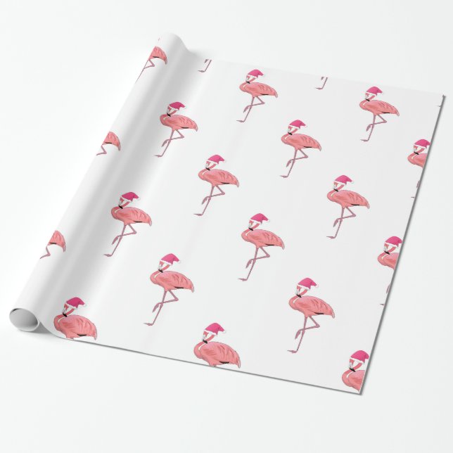 Santa Helper Flamingos Pattern Geschenkpapier (Ungerollt)