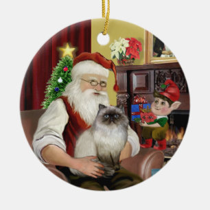 Santa - Himalaya-Katze 7 Keramik Ornament