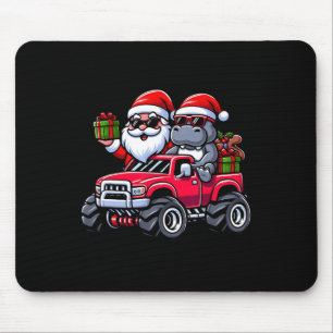 Santa Hippopotamus Reiten Monster Truck Weihnachte Mousepad