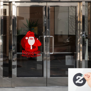 Santa Ho ho ho Frohe Weihnachten rot Fensteraufkleber