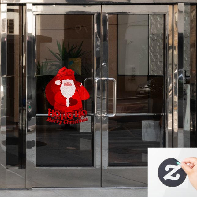 Santa Ho ho ho Frohe Weihnachten rot Fensteraufkleber (Büro Tür)