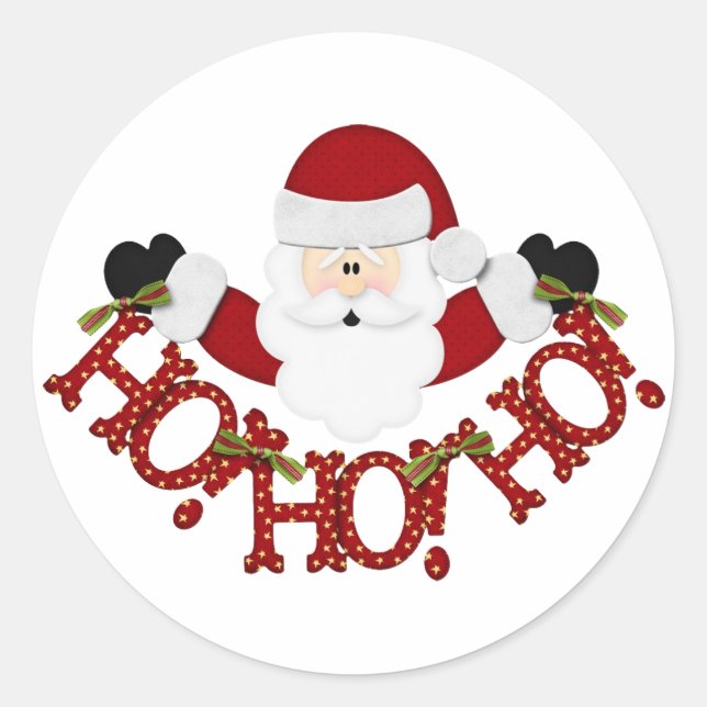 Santa Ho Ho Ho Runder Aufkleber (Vorderseite)