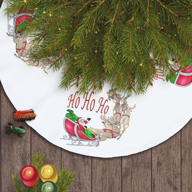 Santa Ho Ho Ho Sleigh Rentier Classic Polyester Weihnachtsbaumdecke (Von Creator hochgeladen)